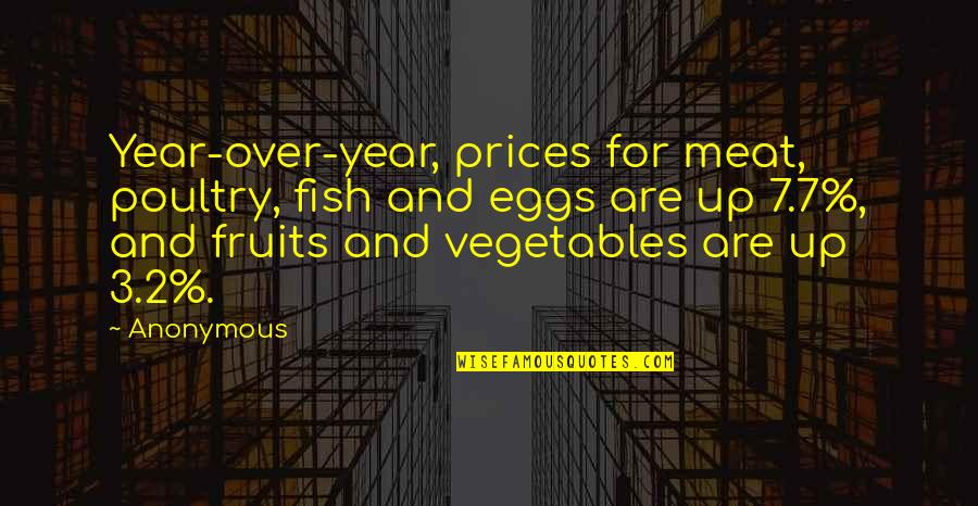 Vegetables And Fruits Quotes By Anonymous: Year-over-year, prices for meat, poultry, fish and eggs