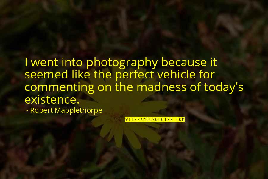 Vehicle Quotes By Robert Mapplethorpe: I went into photography because it seemed like