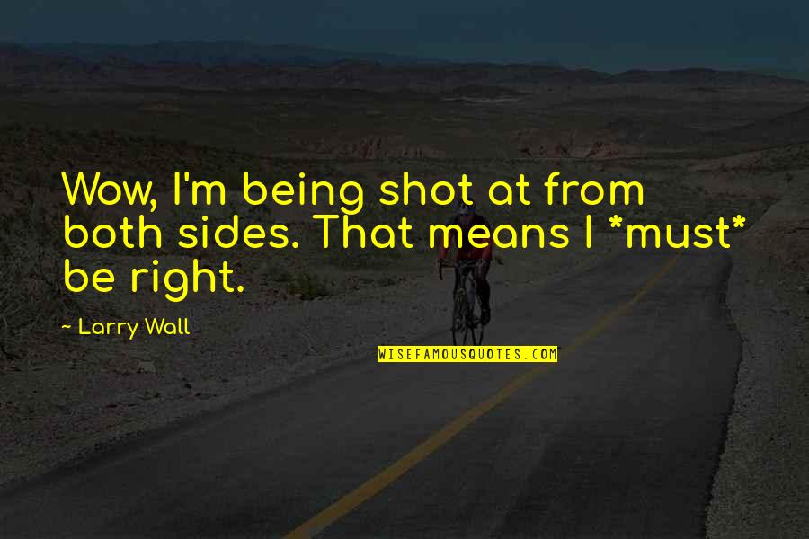 Vehicle Safety Quotes By Larry Wall: Wow, I'm being shot at from both sides.