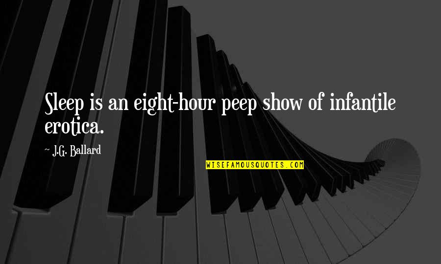 Vehkataipale Quotes By J.G. Ballard: Sleep is an eight-hour peep show of infantile Vehkataipale Quotes By J.G. Ballard: Sleep is an eight-hour peep show of infantile