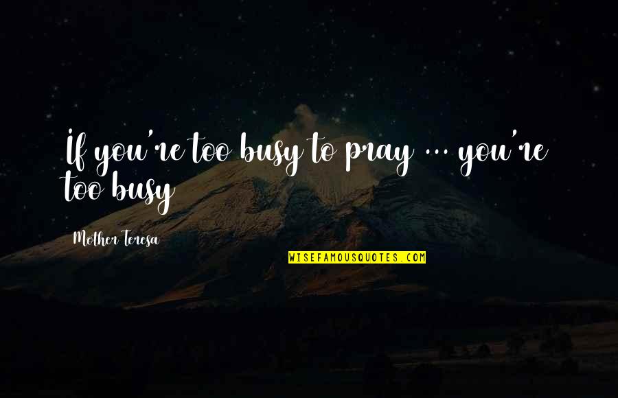 Veigel North Quotes By Mother Teresa: If you're too busy to pray ... you're Veigel North Quotes By Mother Teresa: If you're too busy to pray ... you're