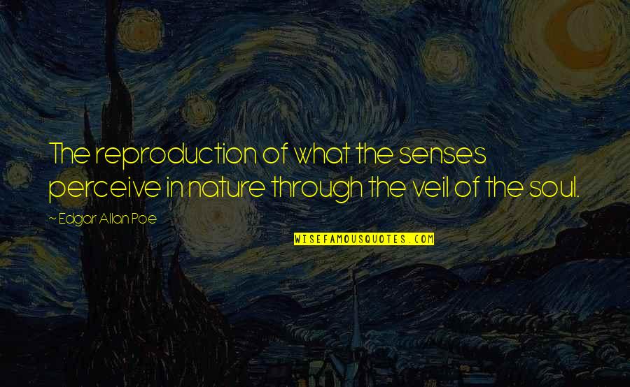 Veils Quotes By Edgar Allan Poe: The reproduction of what the senses perceive in