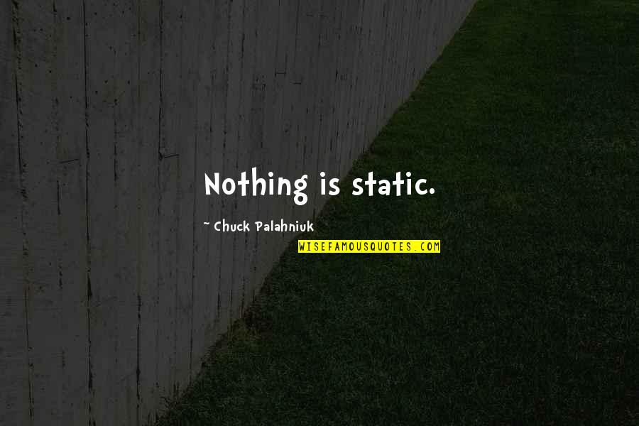 Velashape Quotes By Chuck Palahniuk: Nothing is static. Velashape Quotes By Chuck Palahniuk: Nothing is static.