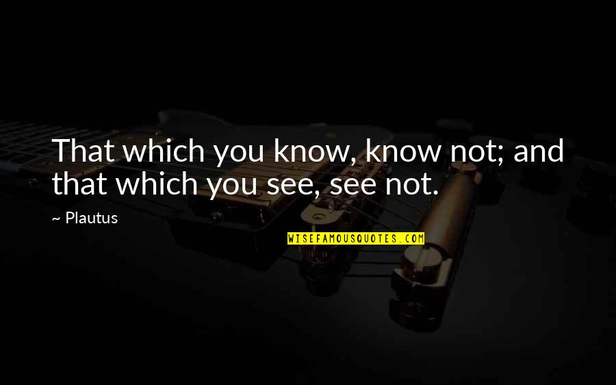 Velemir One Piece Quotes By Plautus: That which you know, know not; and that