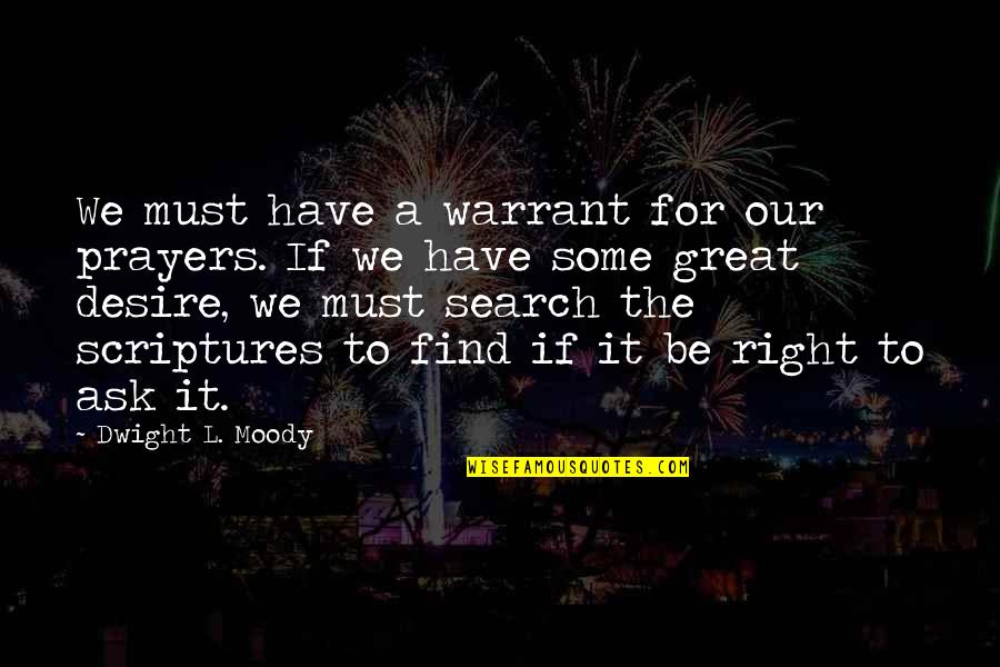 Veljohnson Dead Quotes By Dwight L. Moody: We must have a warrant for our prayers.