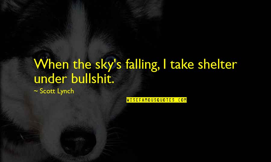 Vellayappa Quotes By Scott Lynch: When the sky's falling, I take shelter under Vellayappa Quotes By Scott Lynch: When the sky's falling, I take shelter under