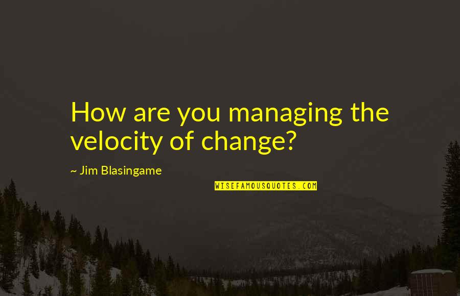 Velocity Quotes By Jim Blasingame: How are you managing the velocity of change?