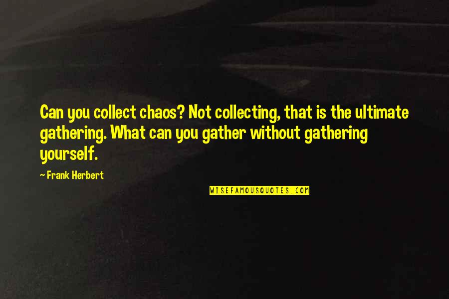Velveteen Principles Quotes By Frank Herbert: Can you collect chaos? Not collecting, that is