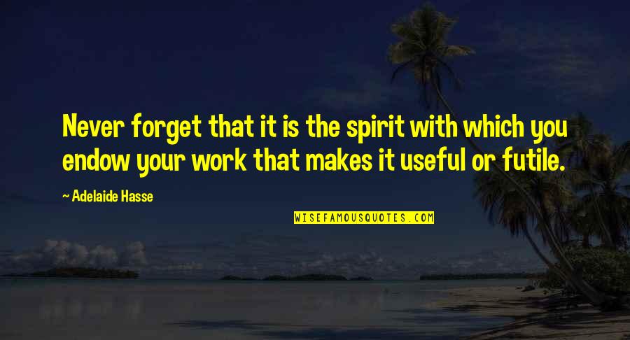 Vemos App Quotes By Adelaide Hasse: Never forget that it is the spirit with