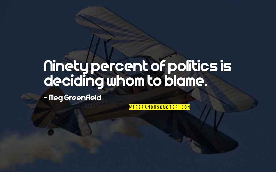 Venante Quotes By Meg Greenfield: Ninety percent of politics is deciding whom to