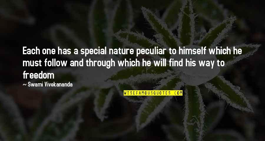 Vengadasalapathy Quotes By Swami Vivekananda: Each one has a special nature peculiar to Vengadasalapathy Quotes By Swami Vivekananda: Each one has a special nature peculiar to