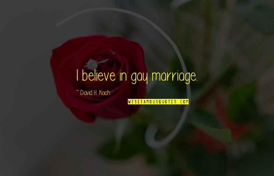 Vengeances Quotes By David H. Koch: I believe in gay marriage.