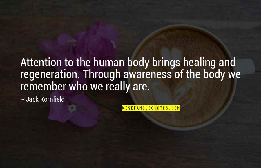 Venice Goodreads Quotes By Jack Kornfield: Attention to the human body brings healing and