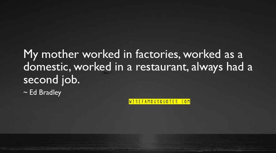 Venimos Desde Quotes By Ed Bradley: My mother worked in factories, worked as a Venimos Desde Quotes By Ed Bradley: My mother worked in factories, worked as a