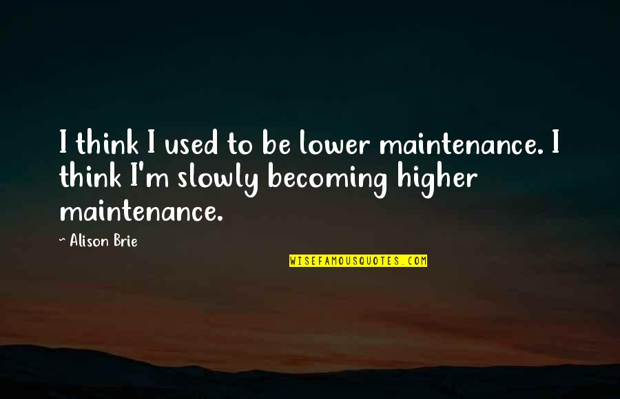 Venipuncture Quotes By Alison Brie: I think I used to be lower maintenance. Venipuncture Quotes By Alison Brie: I think I used to be lower maintenance.