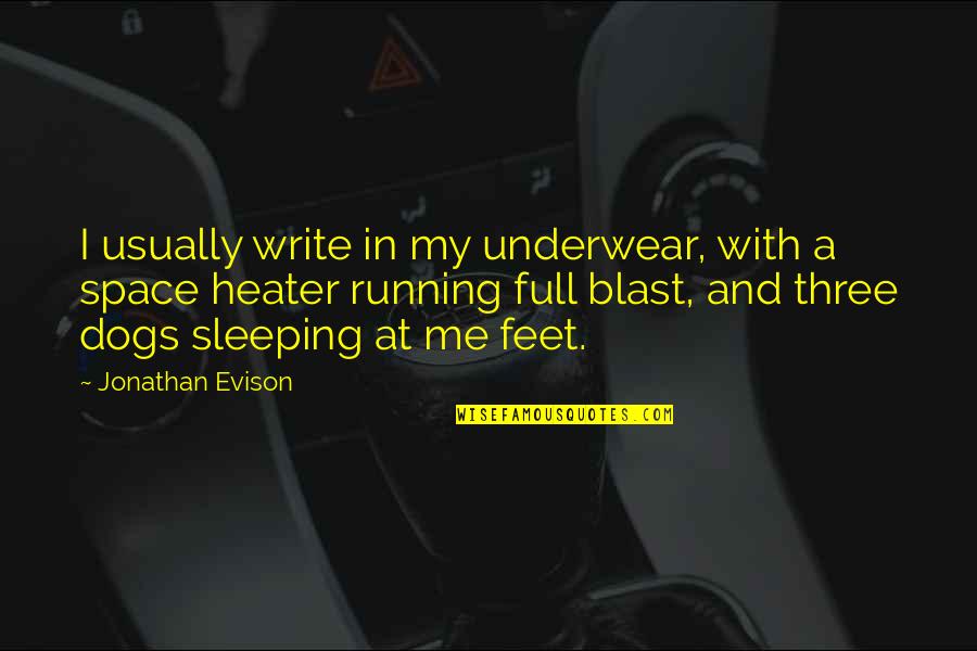 Venque Backpack Quotes By Jonathan Evison: I usually write in my underwear, with a Venque Backpack Quotes By Jonathan Evison: I usually write in my underwear, with a