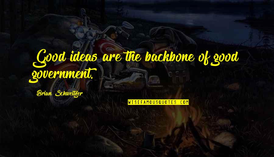 Ventages Quotes By Brian Schweitzer: Good ideas are the backbone of good government.