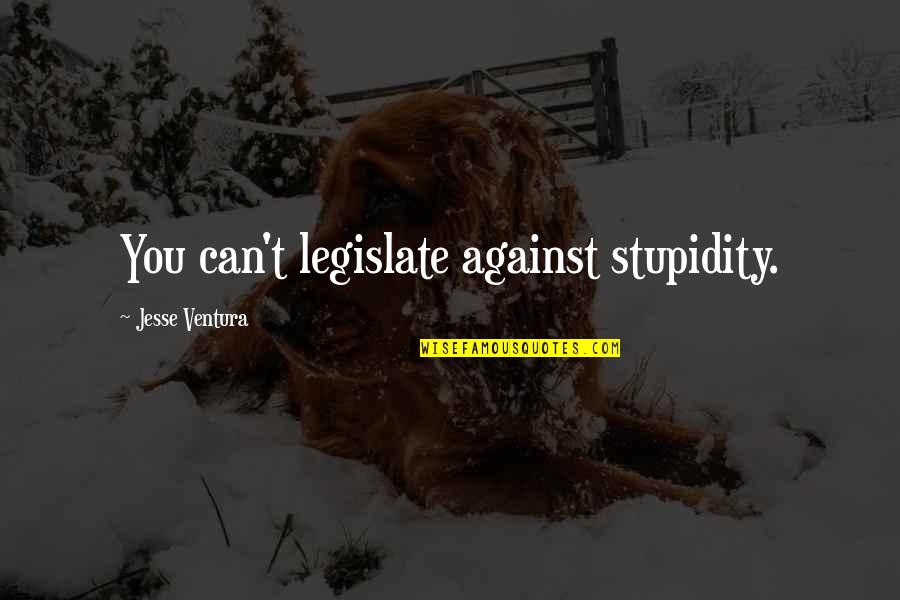Ventura Quotes By Jesse Ventura: You can't legislate against stupidity.