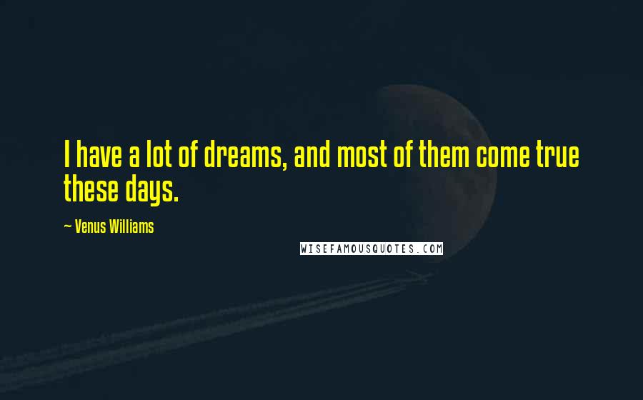 Venus Williams quotes: I have a lot of dreams, and most of them come true these days.