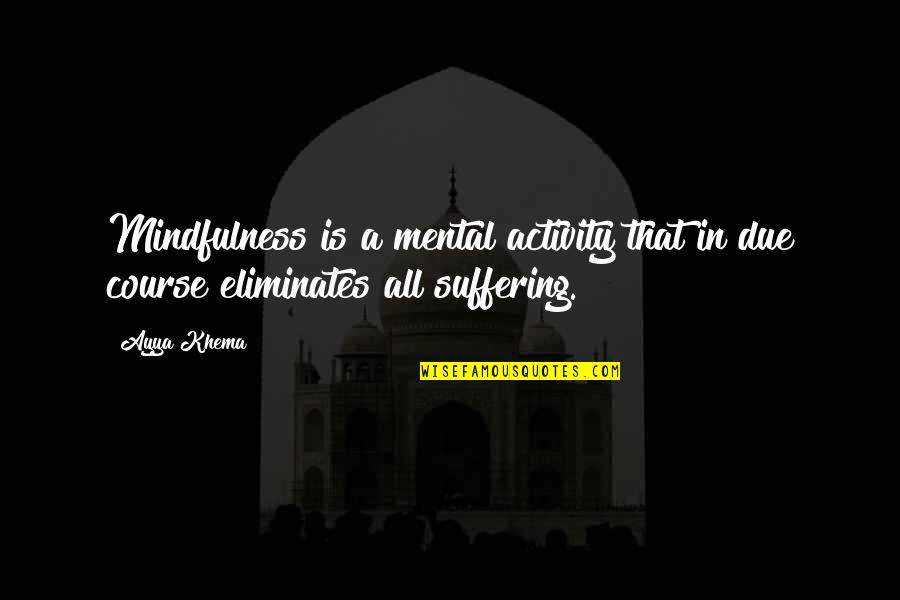 Venuto Al Mundo Quotes By Ayya Khema: Mindfulness is a mental activity that in due