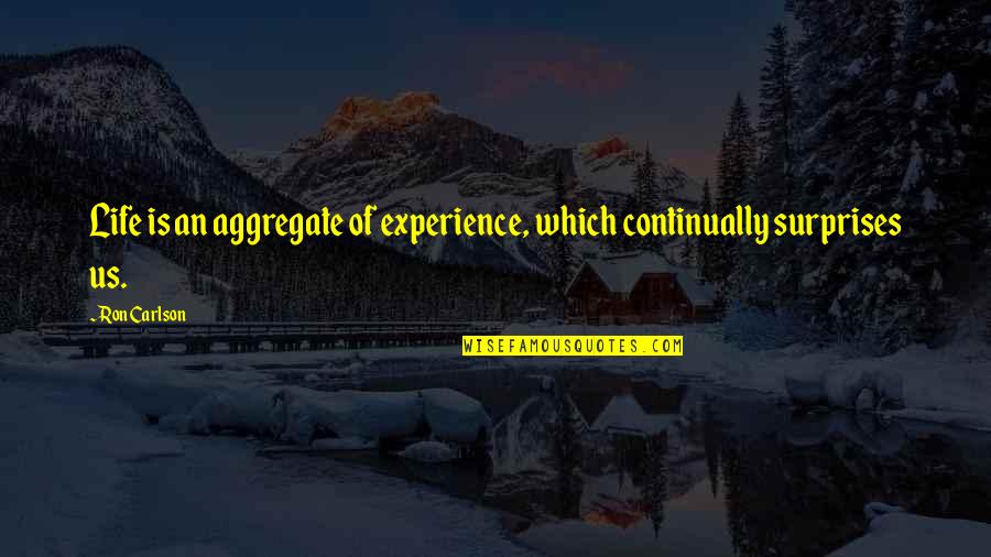 Ver Mas Alla Quotes By Ron Carlson: Life is an aggregate of experience, which continually