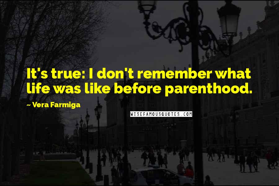 Vera Farmiga quotes: It's true: I don't remember what life was like before parenthood.