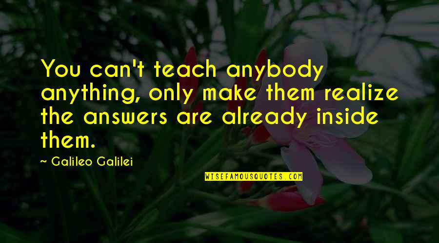 Vera Nair Quotes By Galileo Galilei: You can't teach anybody anything, only make them Vera Nair Quotes By Galileo Galilei: You can't teach anybody anything, only make them