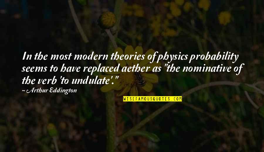 Verb Quotes By Arthur Eddington: In the most modern theories of physics probability Verb Quotes By Arthur Eddington: In the most modern theories of physics probability