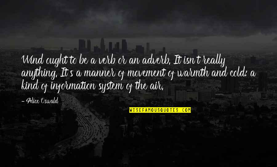Verb T Quotes By Alice Oswald: Wind ought to be a verb or an Verb T Quotes By Alice Oswald: Wind ought to be a verb or an