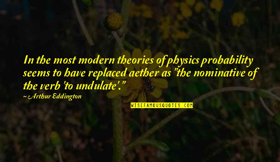 Verb T Quotes By Arthur Eddington: In the most modern theories of physics probability Verb T Quotes By Arthur Eddington: In the most modern theories of physics probability