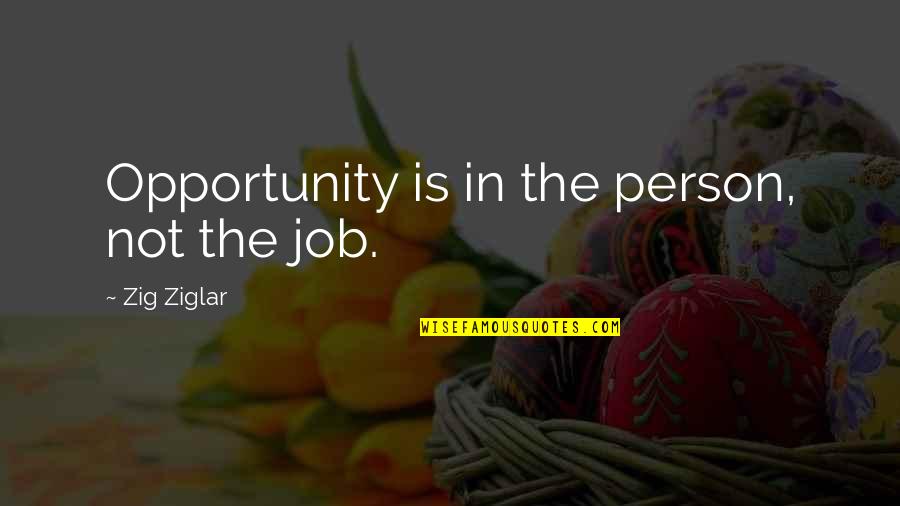 Verbing Quotes By Zig Ziglar: Opportunity is in the person, not the job.