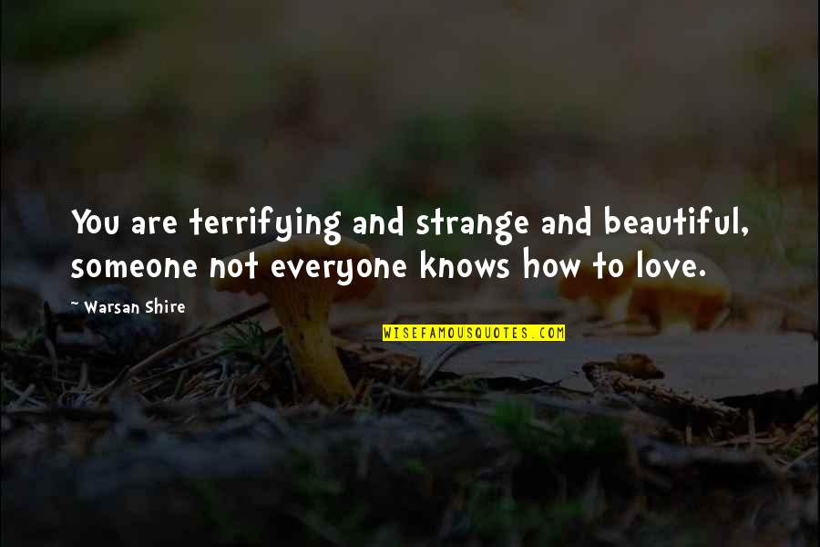 Vercongent Quotes By Warsan Shire: You are terrifying and strange and beautiful, someone Vercongent Quotes By Warsan Shire: You are terrifying and strange and beautiful, someone