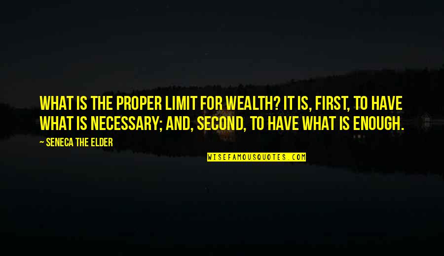 Verdammen Quotes By Seneca The Elder: What is the proper limit for wealth? It
