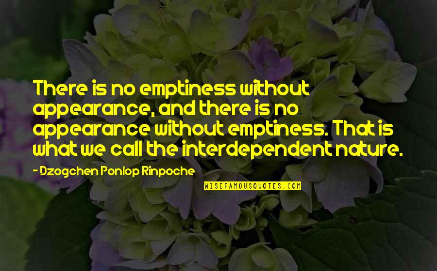 Verdammt Wir Quotes By Dzogchen Ponlop Rinpoche: There is no emptiness without appearance, and there Verdammt Wir Quotes By Dzogchen Ponlop Rinpoche: There is no emptiness without appearance, and there