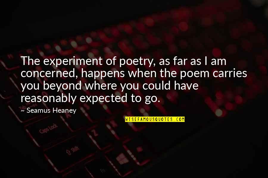 Verdedigen In Engels Quotes By Seamus Heaney: The experiment of poetry, as far as I