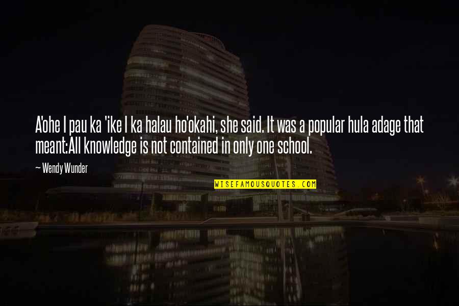 Verdell Walker Quotes By Wendy Wunder: A'ohe I pau ka 'ike I ka halau Verdell Walker Quotes By Wendy Wunder: A'ohe I pau ka 'ike I ka halau
