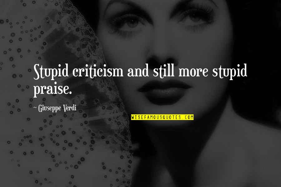 Verdi Quotes By Giuseppe Verdi: Stupid criticism and still more stupid praise.