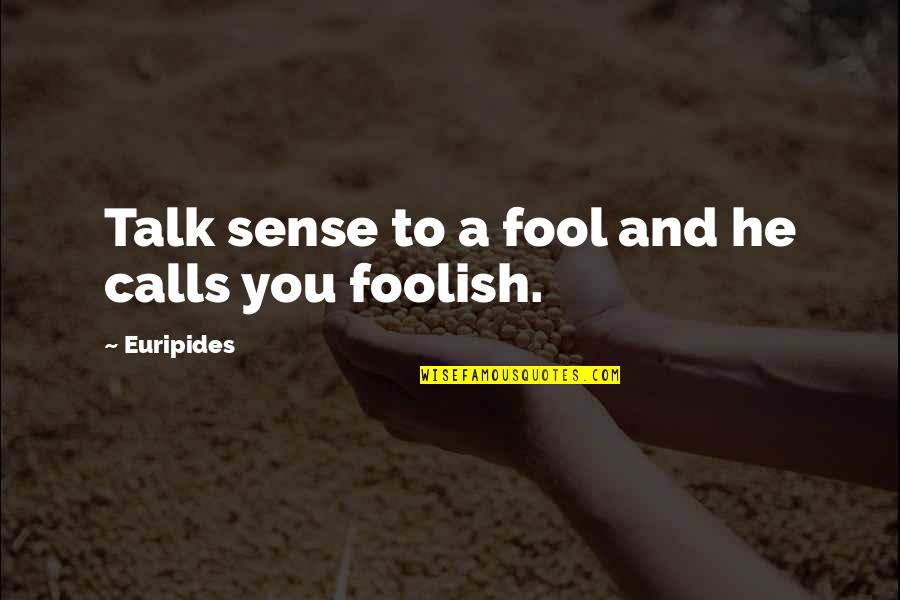 Vereshchagin War Quotes By Euripides: Talk sense to a fool and he calls Vereshchagin War Quotes By Euripides: Talk sense to a fool and he calls