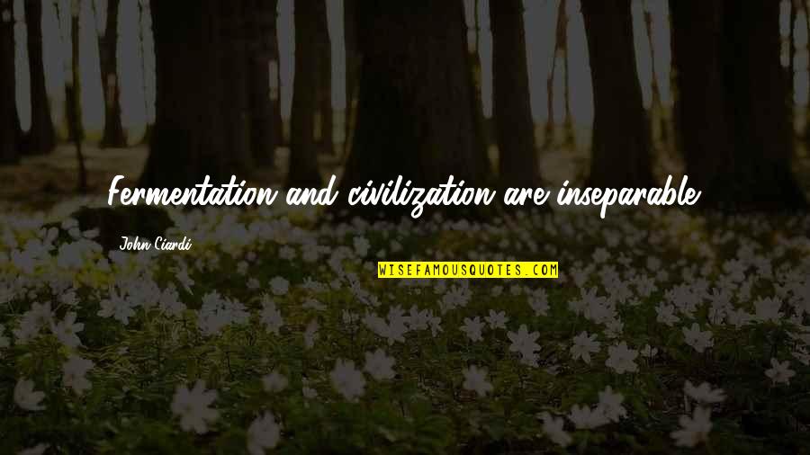 Vergadering Corona Quotes By John Ciardi: Fermentation and civilization are inseparable. Vergadering Corona Quotes By John Ciardi: Fermentation and civilization are inseparable.