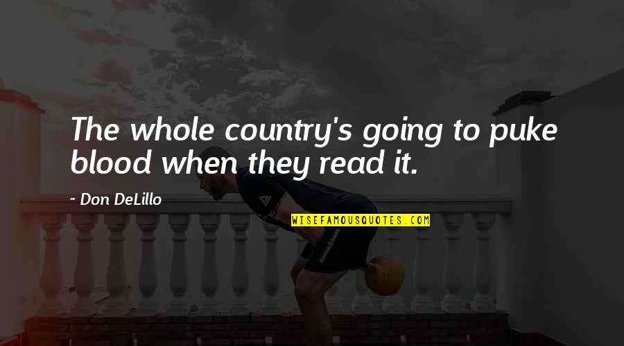 Vergedram Quotes By Don DeLillo: The whole country's going to puke blood when
