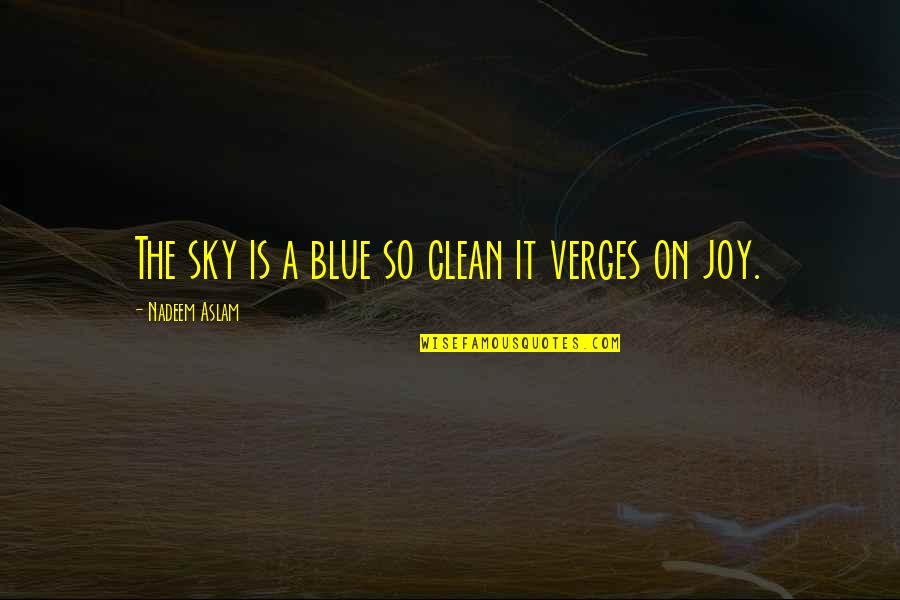 Verges Quotes By Nadeem Aslam: The sky is a blue so clean it Verges Quotes By Nadeem Aslam: The sky is a blue so clean it