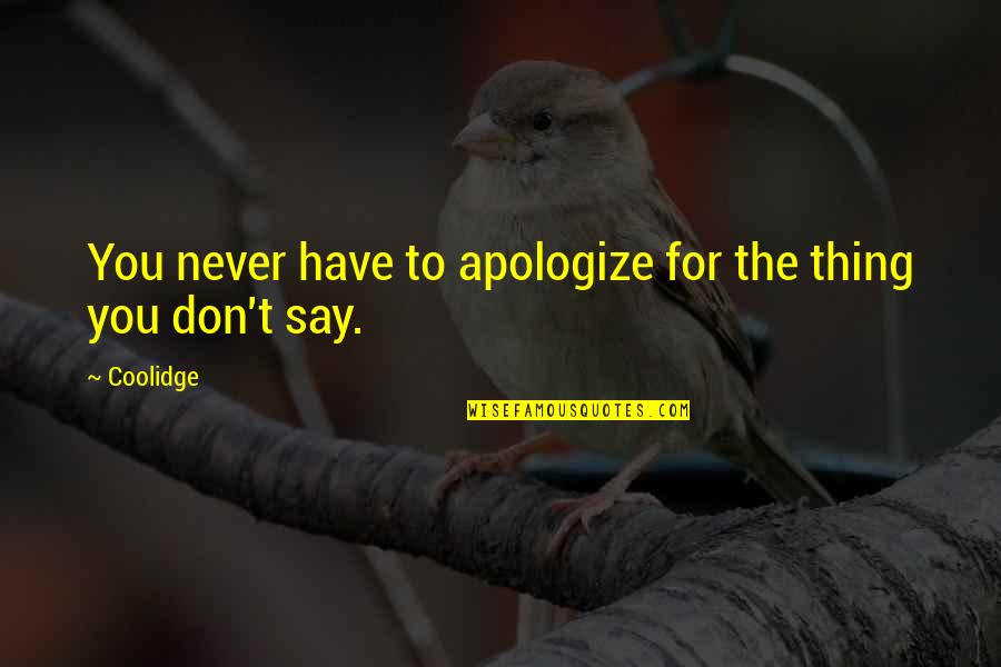 Verhoudingen Gewicht Quotes By Coolidge: You never have to apologize for the thing