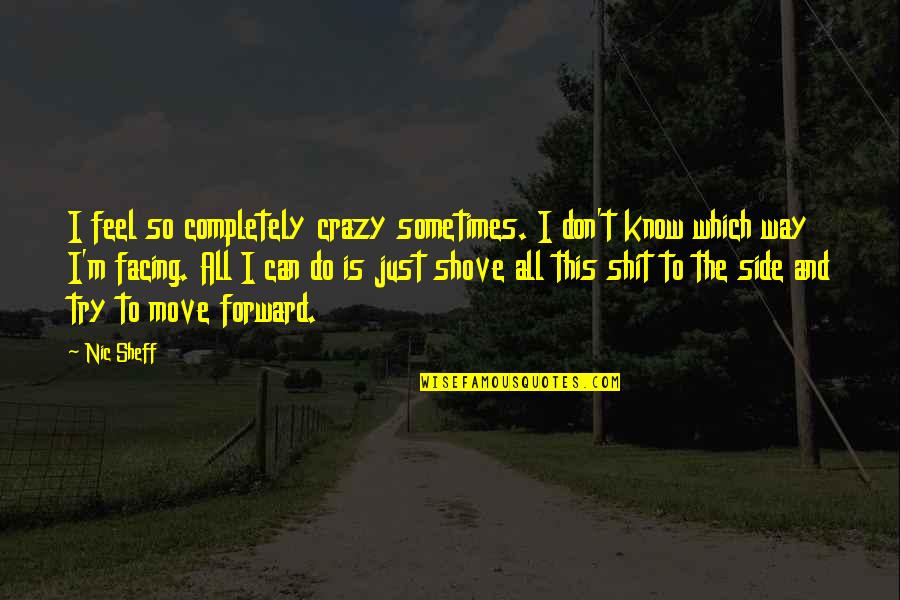Veridiana Honey Quotes By Nic Sheff: I feel so completely crazy sometimes. I don't