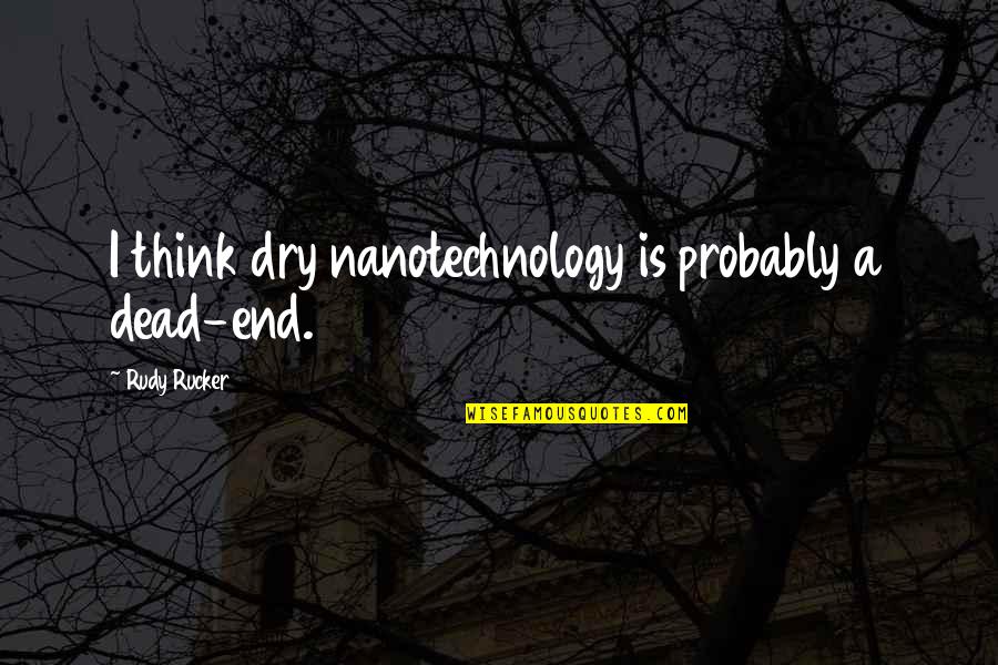 Veroniek Quotes By Rudy Rucker: I think dry nanotechnology is probably a dead-end. Veroniek Quotes By Rudy Rucker: I think dry nanotechnology is probably a dead-end.