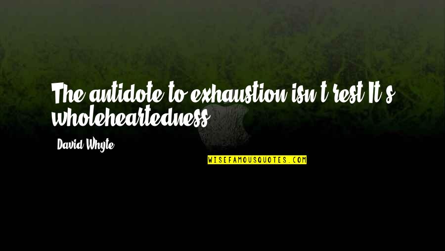Versehen Bedeutung Quotes By David Whyte: The antidote to exhaustion isn't rest.It's wholeheartedness.
