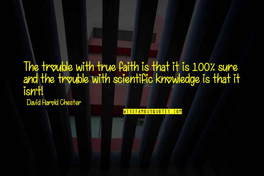 Verses Quotes By David Harold Chester: The trouble with true faith is that it