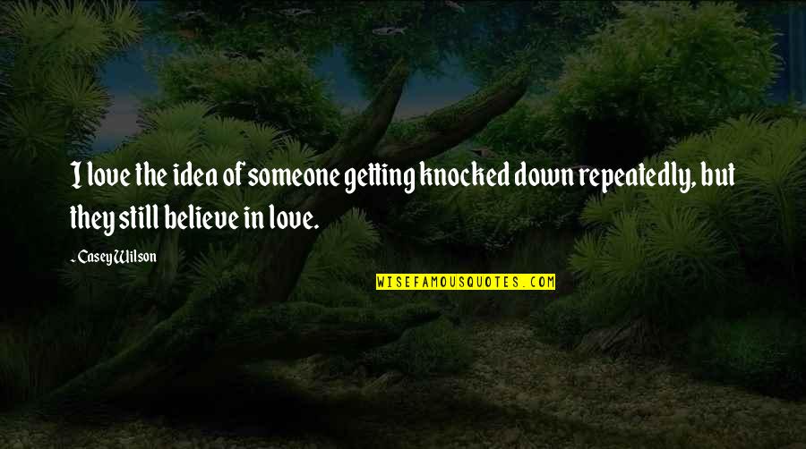 Vertical Inspirational Quotes By Casey Wilson: I love the idea of someone getting knocked