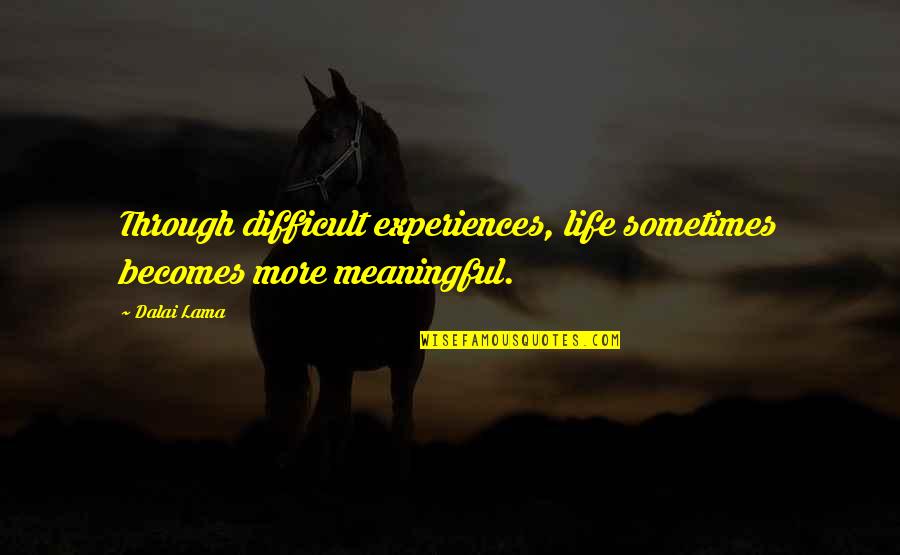 Vertical Japanese Quotes By Dalai Lama: Through difficult experiences, life sometimes becomes more meaningful.