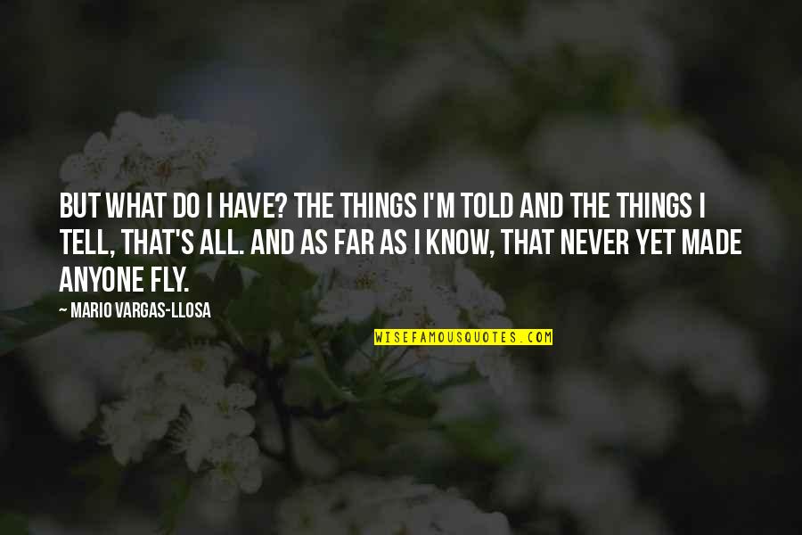 Vertical Japanese Quotes By Mario Vargas-Llosa: But what do I have? The things I'm