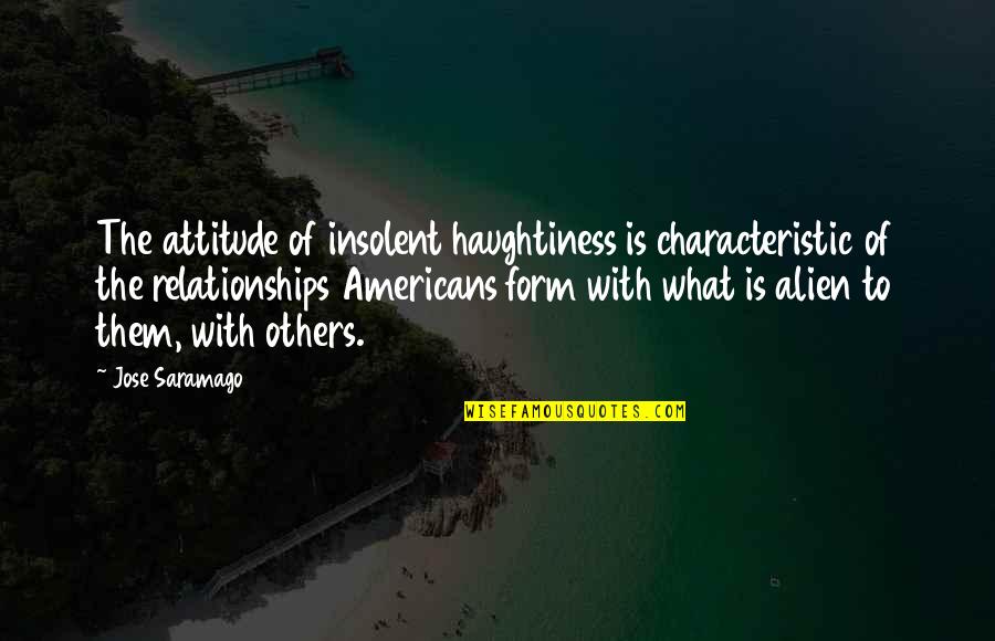 Vervangen Kruisschakelaar Quotes By Jose Saramago: The attitude of insolent haughtiness is characteristic of
